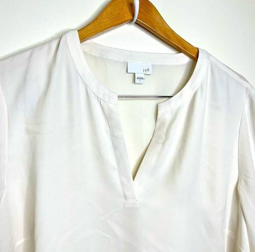 J.Jill  Cream or Ivory color blouse top Women’s Size Large Roll Tab Sleeves