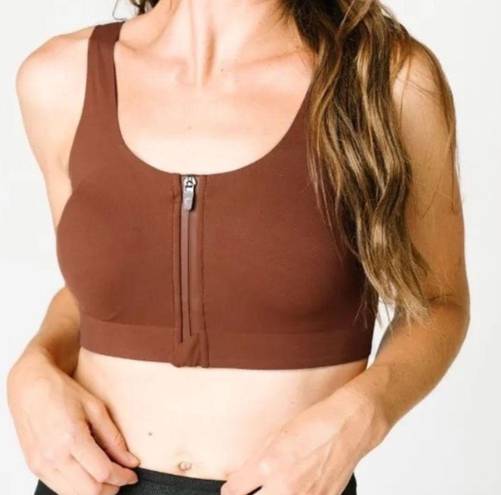 Zyia  Active Coffee Front Zipper Access Bra size XS