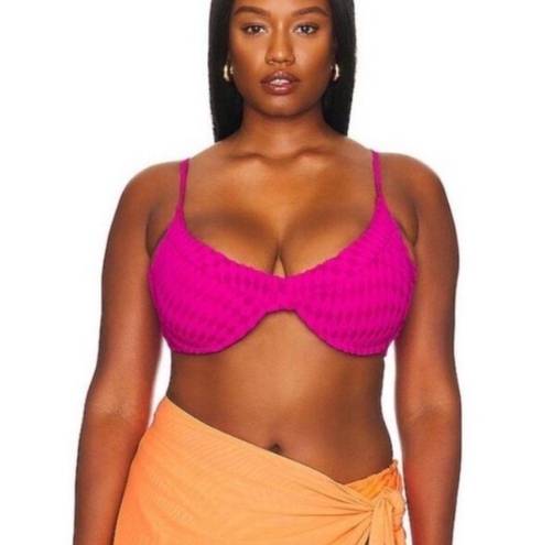 Good American  Pink Jacquard Bikini Set Demi Cup Size 2 Medium M NWT