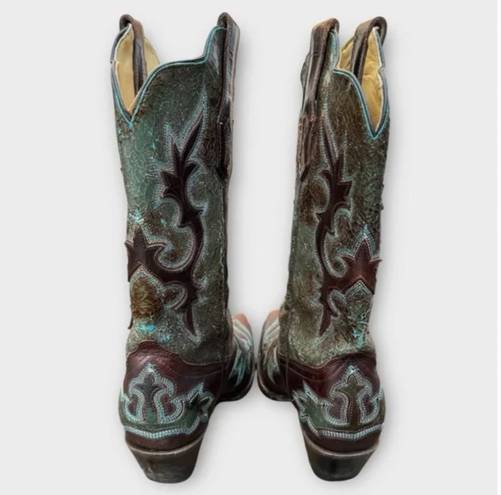 Corral Turquoise Inlay Leather Cowboy Boots