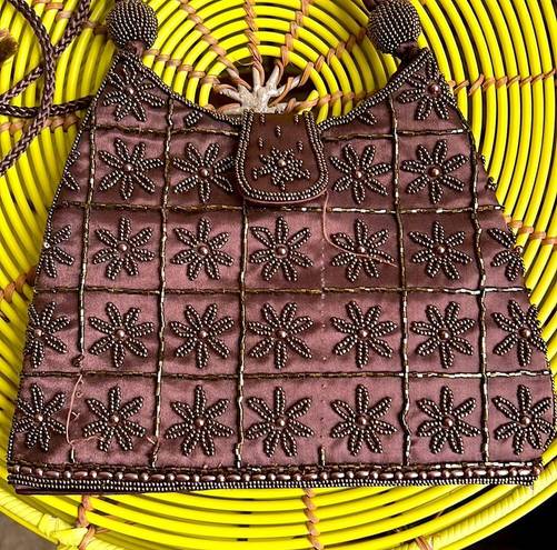 Brown beaded bag