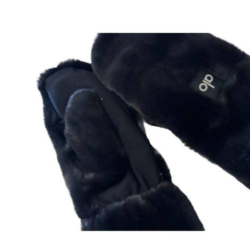 ALO Black Faux Fur Winter Mittens One Size Fits All