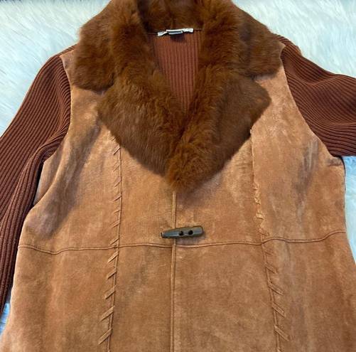 Peter Nygard NYGARD  Beautiful Leather and Dyed Rabbit Jacket size M 10-12