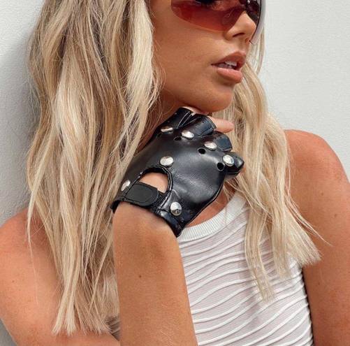 Princess Polly fingerless leather biker gloves🖤⚡️