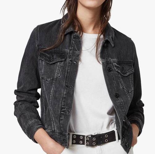 All Saints Black Denim Jacket in Size Larger