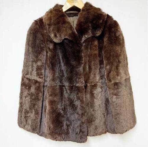 Keska German Womens Fur Coat Brown Authentic Small