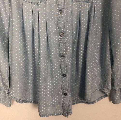 Style & Co . Polka Dot Blue Button Down Women's Shirt Size XS