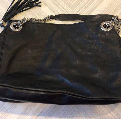 Mario Valentino Valentino by  Black Leather V Bag