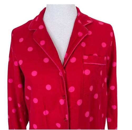 Kate Spade  Polka Dot Pajama Shirt Lounge Shirt Red Long Sleeve Women's Size‎ S