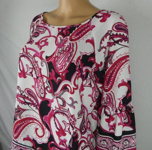 Joseph Ribkoff  Vanilla Multi Paisley Pink Tie Side blouse 3/4 Sleeve New NWT 6