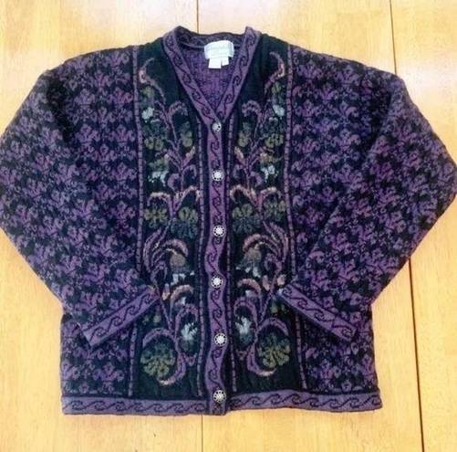 Cherry LA Vintage, Liberty Floral, Tapestry Style wool cardigan, retro, Size M