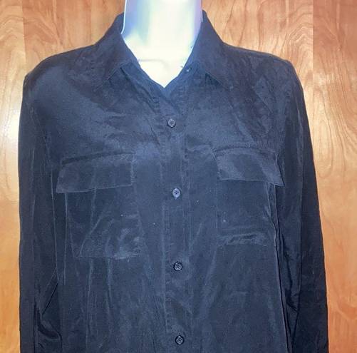 DKNY Black  Donna Karan New York Silk Button Down Shirt - Size SP