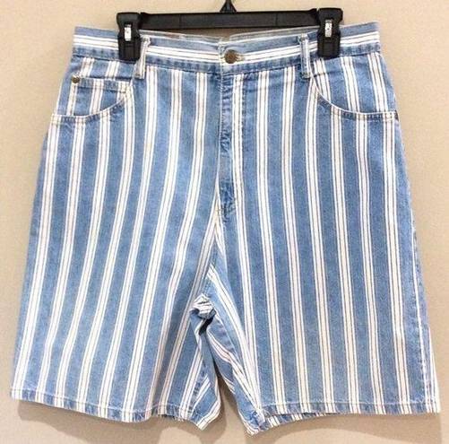 Hunt Club Vintage  Mom Shorts Striped Denim High Waisted High Rise Sz 16 USA Made