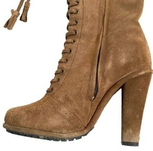 ALLSAINTS  Stepney Brown Suede Over the Knee Lace Up Tassel Boots EU 36/US 6 $900