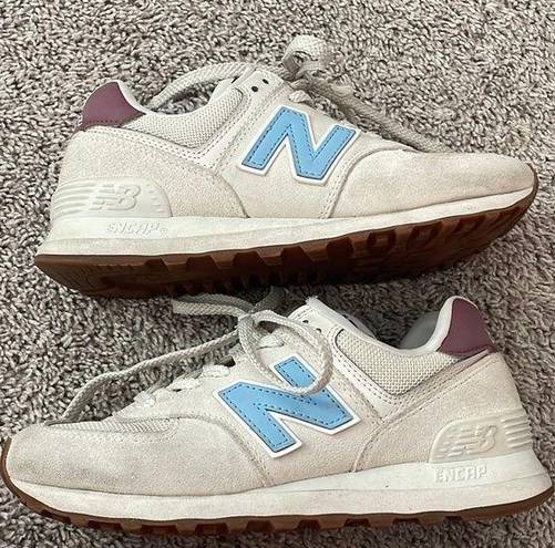 New Balance  574 Beige Baby Pink Ecru Blue