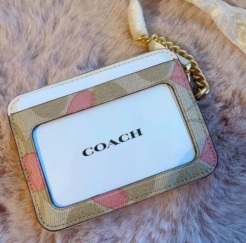 Coach Heart Print Zip Card Case