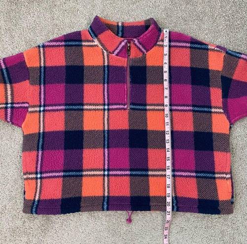 American Eagle  Plaid Crop Teddy Sherpa Fleece Jacket M