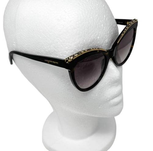 Alexander McQueen  AM0181S Cat Eye Jeweled Sunglasses Havana Tortoise w/ case