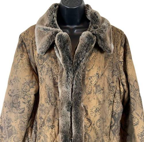 Dennis Basso  Faux Fur Collar Lined Winter Jacket