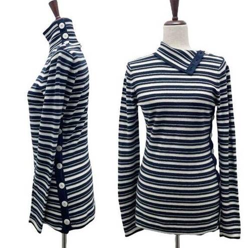 Tracy Reese  Cashmere Blend Navy & Ivory Nautical Striped Sweater Size Medium