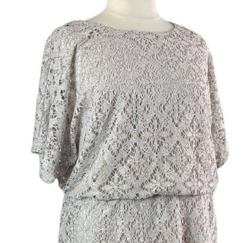 Dress Barn  NEW Blouson Dress Open Stitch Crochet Party Women’s Cream NWT 20W Plus