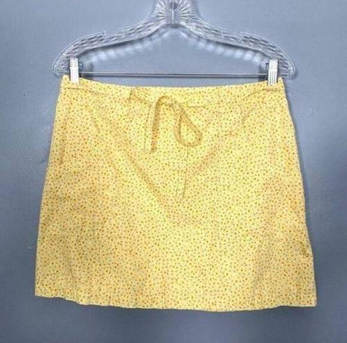 American Eagle Vintage Y2K 90s Yellow Floral Cotton Tie-waist Mini Skirt 8