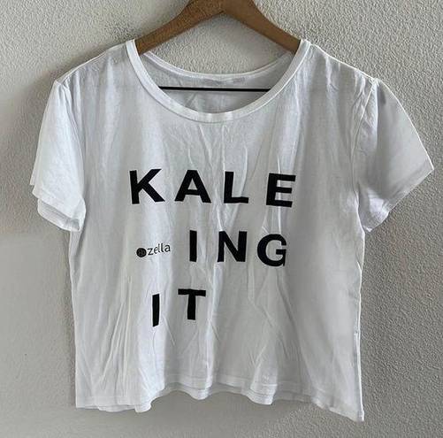 Zella  Kale Ing It White Cropped Boxy Athleisure Tee T-Shirt Small