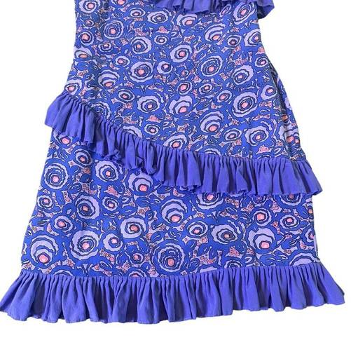 Tracy Reese Frock! By  Purple Silk Dress Fun Print w/ Ruffle Size 4 Women's