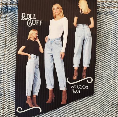 Simple Society Roll Cuff Balloon High Rise Mom's Jeans