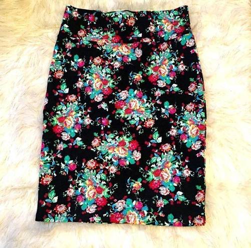 LuLaRoe New!  Black floral fitted skirt