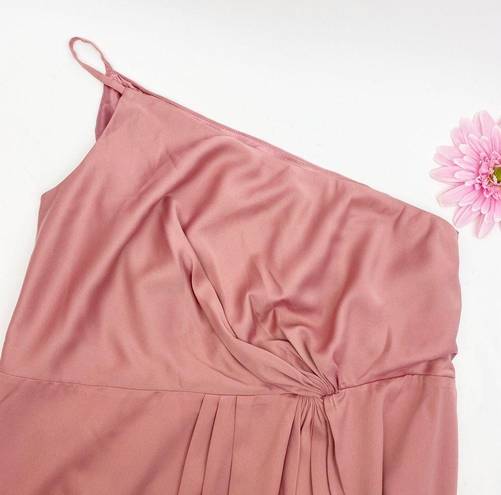 City Chic  One Shoulder Sensual Satin Evening Tulip Hem Dress: Baby Blush Pink