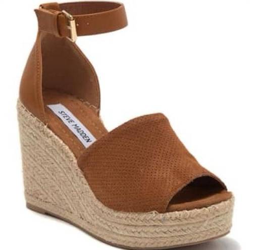 Steve Madden  Josey Sandals Women's Size 8 Brown Wedges Espadrille Ankle Strap