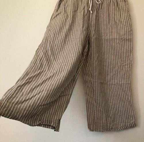  BEACH LUNCH LOUNGE Lightweight Linen Cotton Cropped Pant Brown