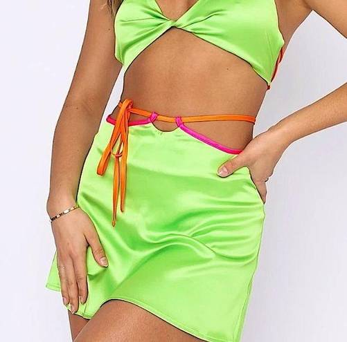 White Fox Boutique White Fox The New Me Neon Green Pink Contrast Mini Skirt