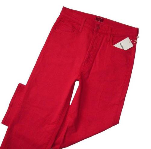 NWT Mother Rambler Ankle in Ribbon Red Straight Crop Jeans 30