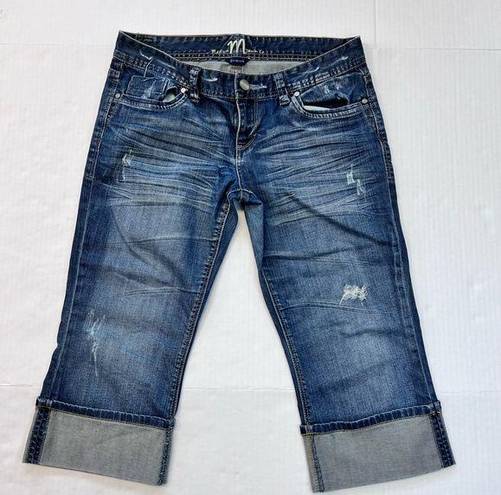 Pacific&Co Madison Denim  Womens Blue Denim Stretch Distressed Capri Jeans Size 9/10