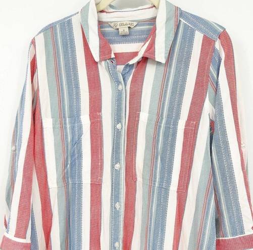 Krass&co Khakis &  Womens Striped Button Front Lightweight Long Sleeve Blouse Size S