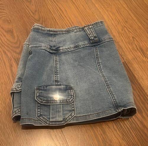 Medium Wash Denim Mini Skirt