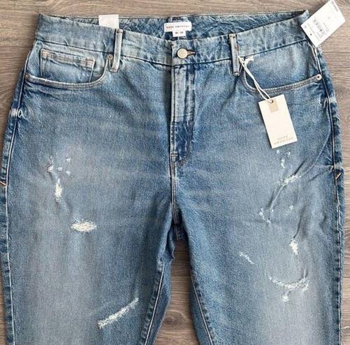 Good American NWT  Good Classic Jeans High Rise Distressed Indigo046 US 14/28"Ins