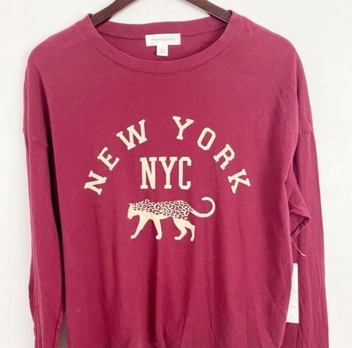 Treasure & Bond New  Maroon NYC Long Sleeve Crew Neck Graphic T-Shirt Sz Small