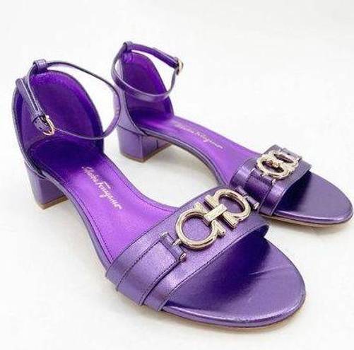 Salvatore Ferragamo  Como Metallic Purple Leather Sandals