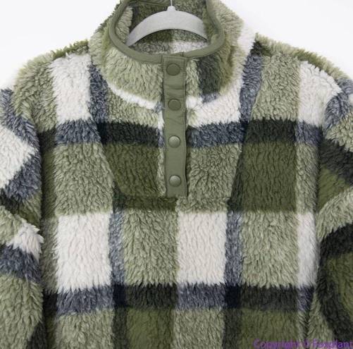 Madewell NEW  (Re)sourced Sherpa Popover Tunic Jacket in Plaid, M