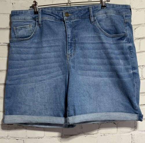 Ava & Viv  Womens Distressed Light Wash Cuffed Jean Denim Shorts Plus Size 20W