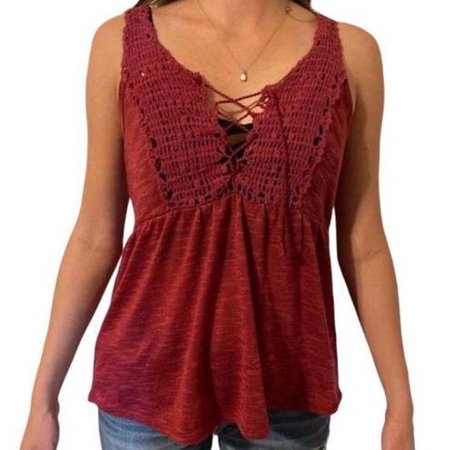 No Bo  Berry Crochet women’s Top Shirt Size Medium 7/9 sleeveless flowly lace @