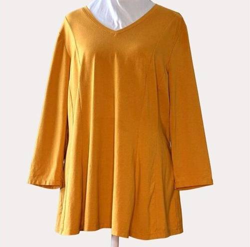 Isaac Mizrahi  Live Swing Top Knit Blouse Harvest Gold L