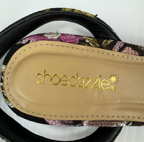 Shoedazzle Embroidered Pointed Toe Flats Sandals Size 8  Black Pink