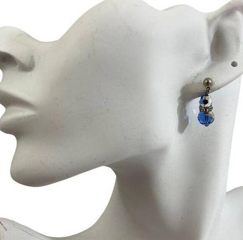 Swavorski Blue Swarovski Crystal drop Earrings round crystals silver rhinestone rondelle