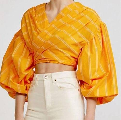 Wyatt ACLER  Puff Sleeve Wrap Blouse Top in Orange. Size 2