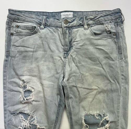 Celebrity Pink  Girlfriend Distressed Destroyed Light Wash Blue Jeans 9 W 29