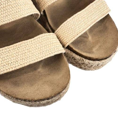 Esprit  Gigi Sandals Cream Size 7.5 Platform Espadrille Ankle Wrap Braided